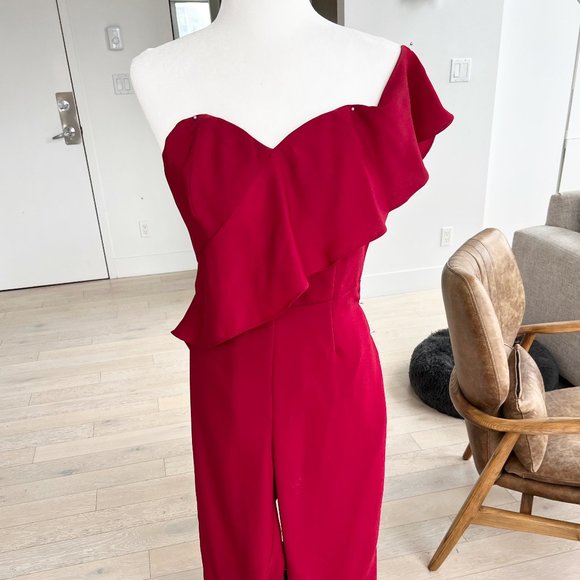 Nordstrom | Adelyn Rae | One Shoulder Sweetheart Long Jumpsuit | Small | Red - Picture 7 of 15